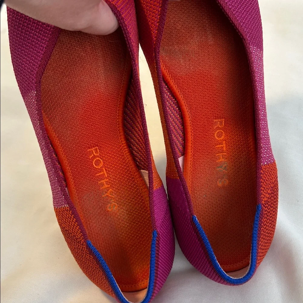 Rothy's The Point Magenta Colorblock Flats - 8.5